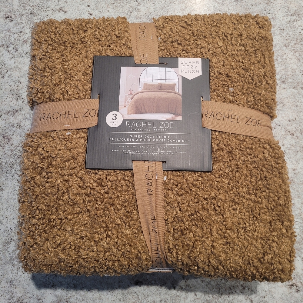 Rachel Zoe Sherpa Cozy PLUSH Full/QUEEN Size Comforter 3 Piece set - Picture 2 of 9